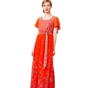Anthro Maeve Blushed Paisley Chiffon Cape Maxi Dress (12)